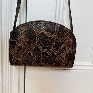 A.P.C. Demi-Lune Snake-Print Leather Crossbody Bag
